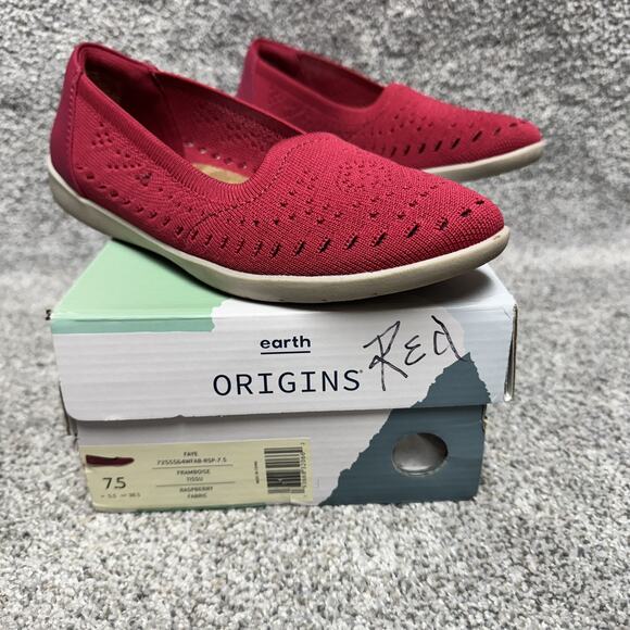 Earth Origins Faye Womens 7.5 Boho Chic Perforated Slip On Comfort Flats Office - Picture 1 of 11